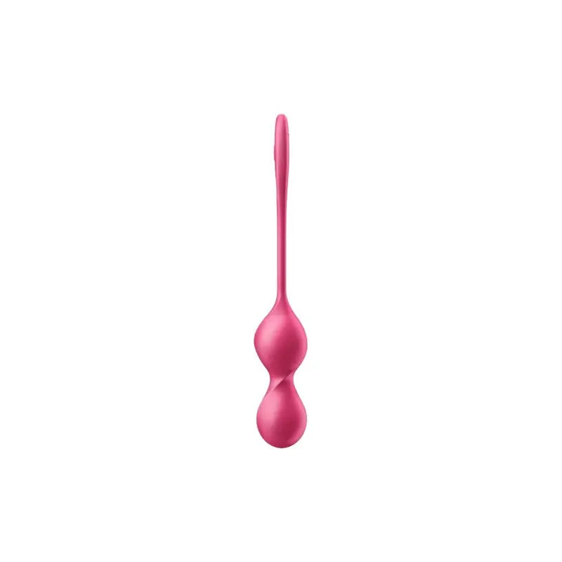 Boules de Geisha rose avec un manche sur fond blanc, symbolisant la douceur et l'élégance.