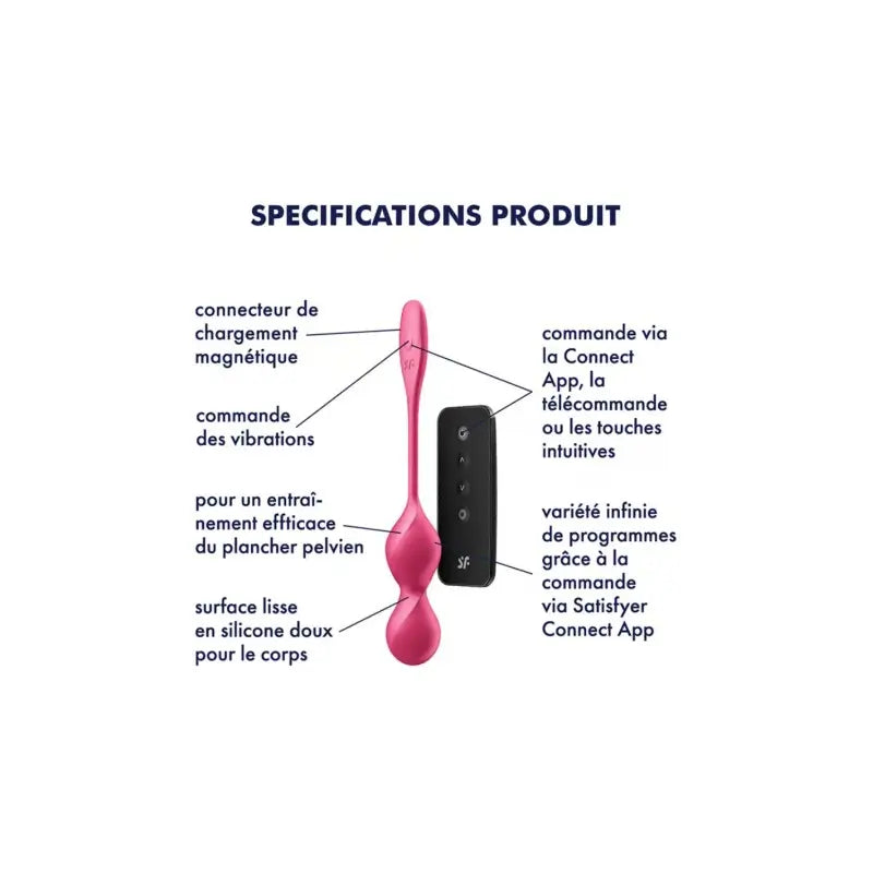 1. Un vibromasseur rose avec un long manche, conçu pour le plaisir et le renforcement du plancher pelvien.