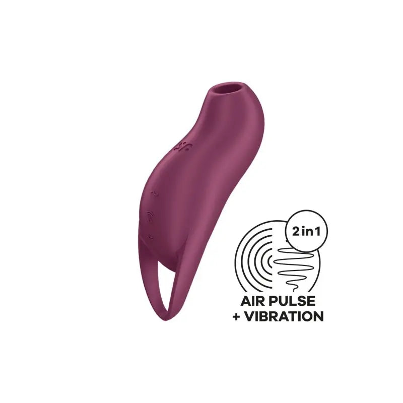 Vibrateur à air pulsé violet avec logo noir et blanc, compact et idéal pour une stimulation clitoridienne intense.