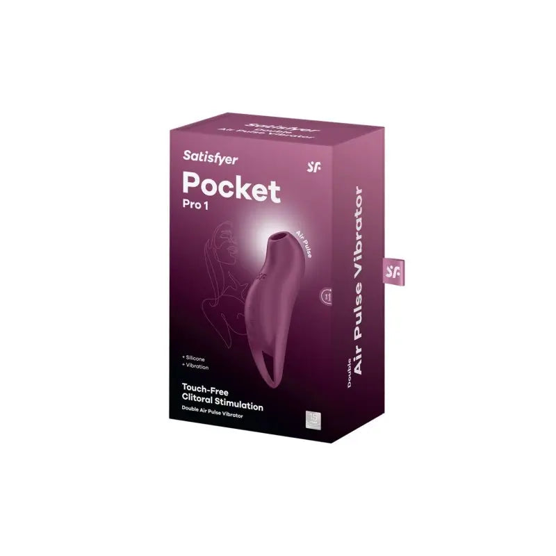 Boîte violette du Satisfyer Pocket Pro 1, un vibromasseur compact pour une stimulation clitoridienne intense et personnalisée.