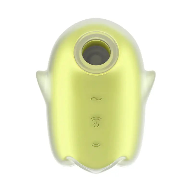 Stimulateur jaune et blanc avec un trou au centre, conçu pour des sensations intenses et personnalisées.