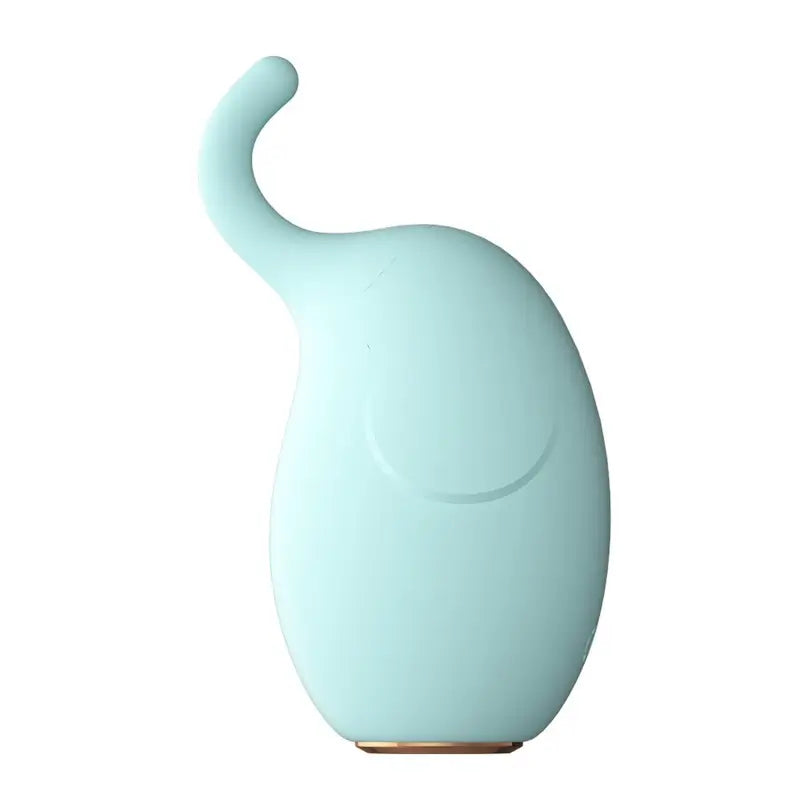 Éléphant en jouet bleu avec une longue trompe, design mignon et discret, idéal pour le plaisir et la portabilité.