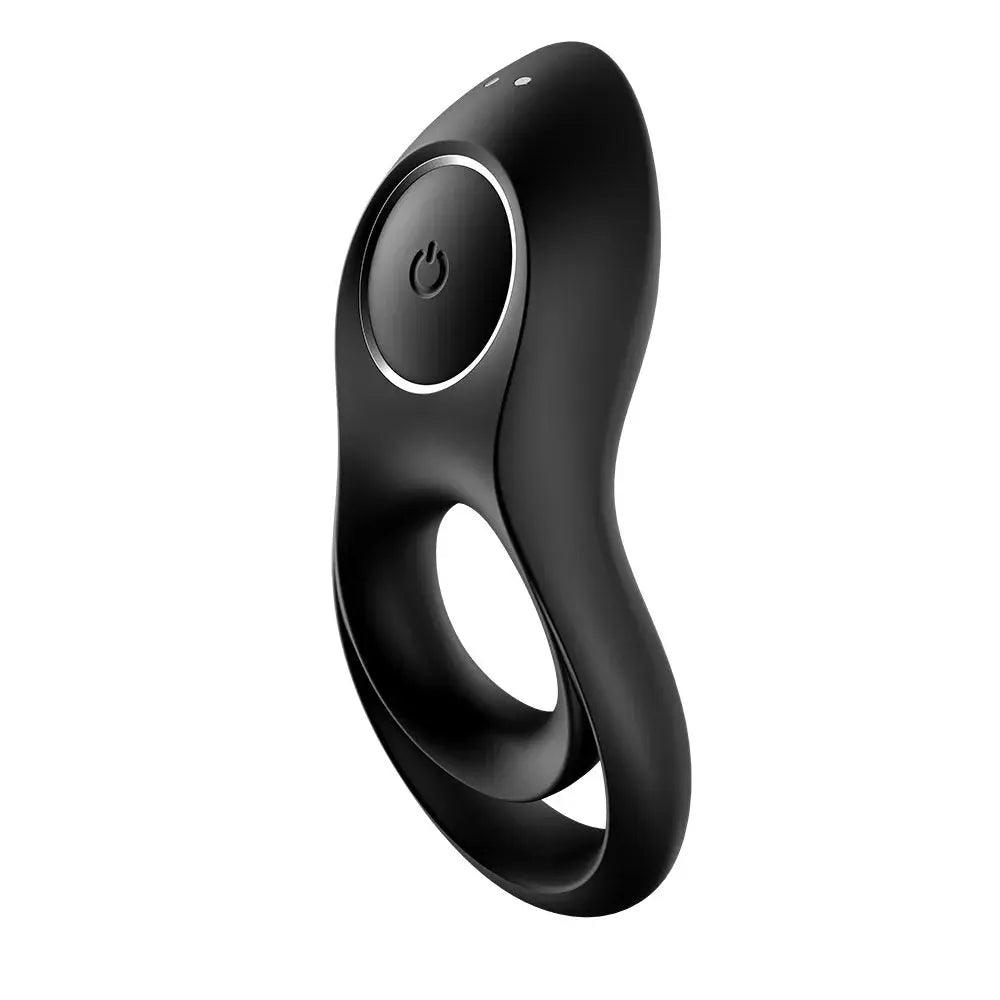 Anneau vibrant noir ergonomique rechargeable USB, stimulant intime.