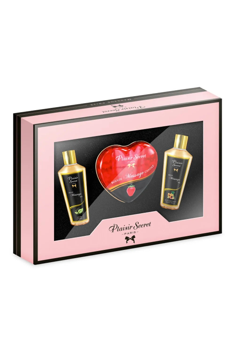 Coffret de massage contenant 2 huiles sèches et 1 bougie de massage