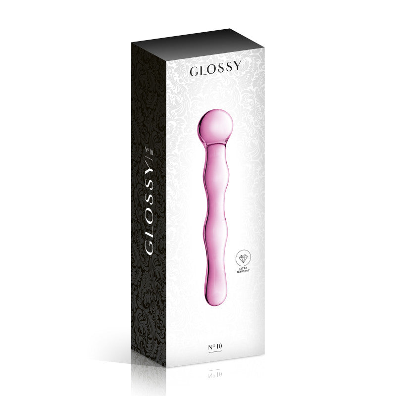 Glossy Toys n°10, gode en verre rose 17cm