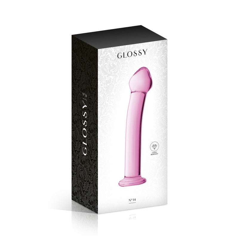 Glossy Toys n°14, gode point G en verre rose 17,5cm