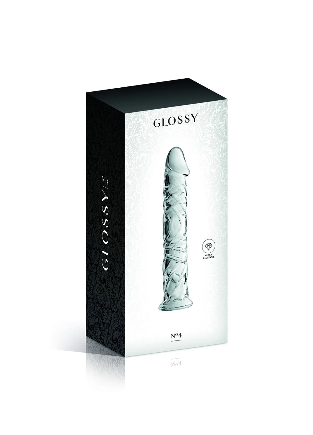 Gode en verre transparent avec gland et veines, élégant et ultra-résistant.