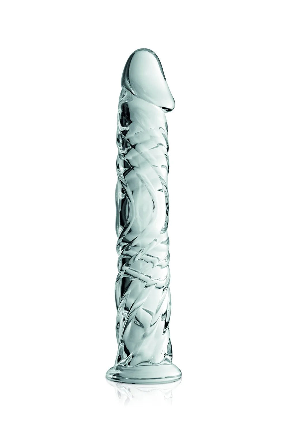 Gode en verre transparent, avec texture veiné pour sensations intenses et jouissives.