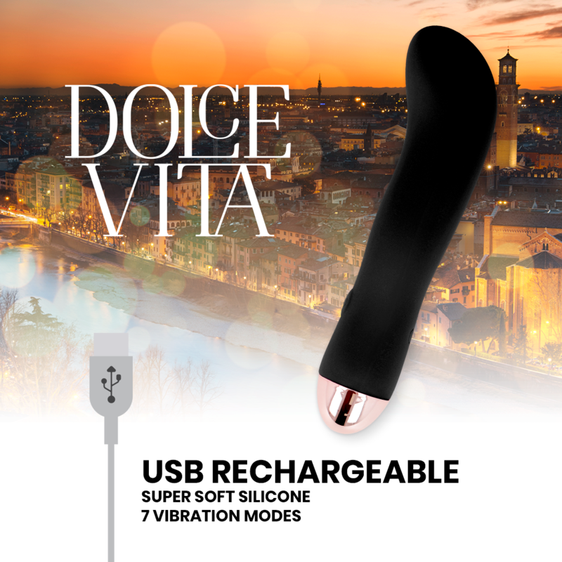 Dolce Vita - Vibrateur Rechargeable Deux Noir 7 Vitesses