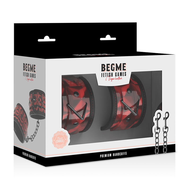 Begme - Menottes Premium Édition Rouge avec Doublure en Néoprène