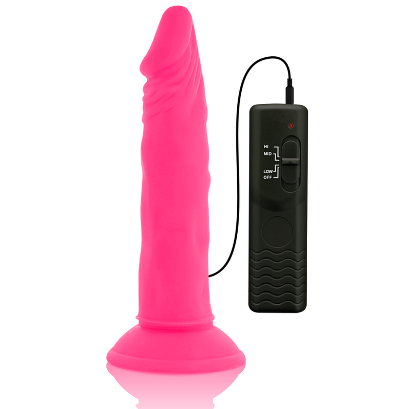 Diversia - Dildo Souple avec Vibration Rose 23 Cm -o- 4.3 Cm
