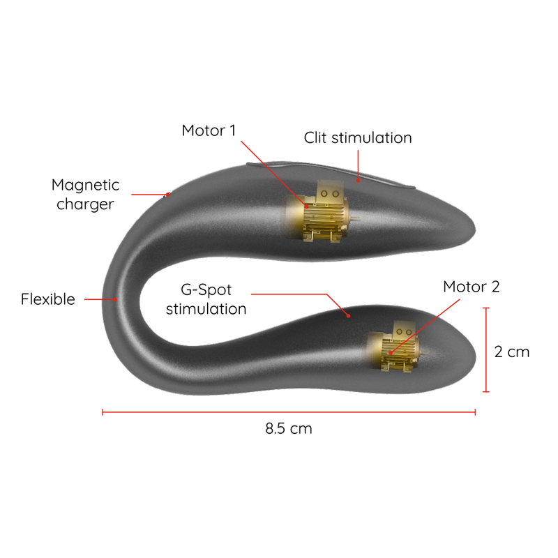 Oninder - Lisboa G-spot & Clitoral Stimulateur Noir - Application Gratuite