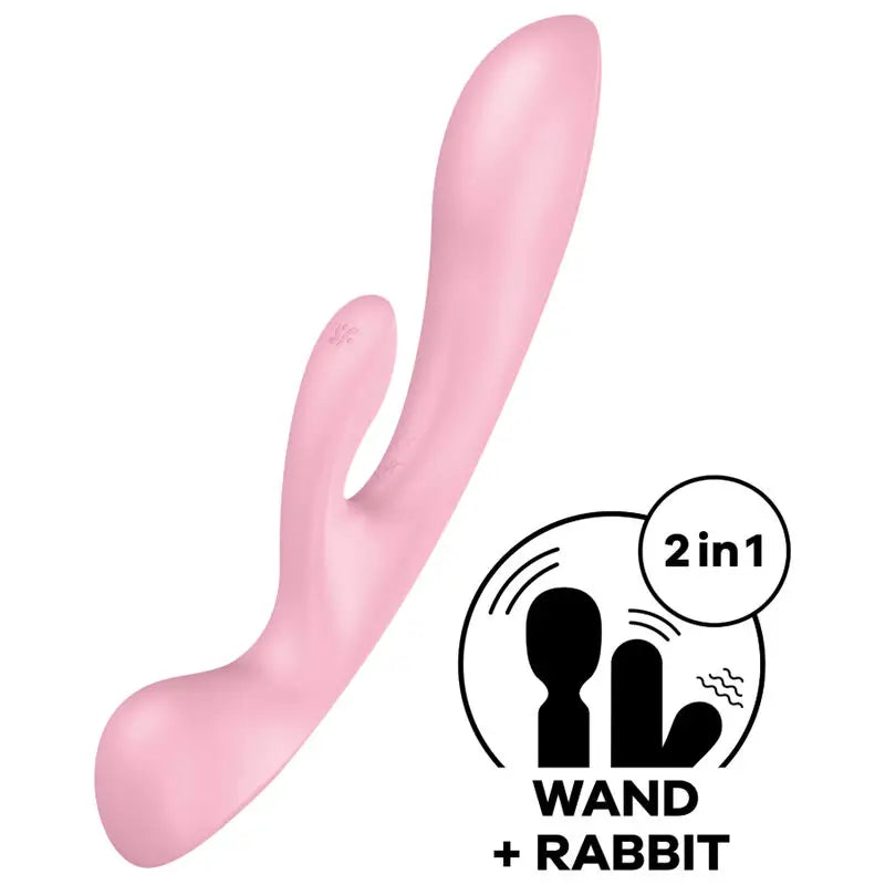 Bâton magique rose avec l'inscription "wand rabbit", un vibromasseur élégant et ludique pour le plaisir.