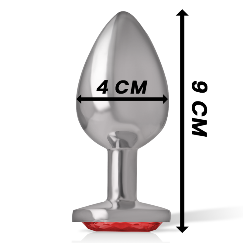 Intense - Plug Anal en Métal Aluminium avec Cristal Rouge Taille L