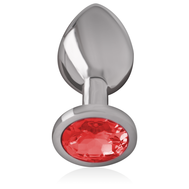 Intense - Plug Anal en Métal Aluminium avec Cristal Rouge Taille L