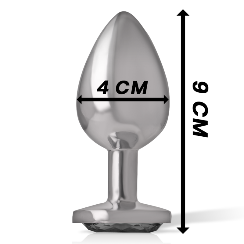 Intense - Plug Anal en Métal Aluminium avec Verre Noir Taille L