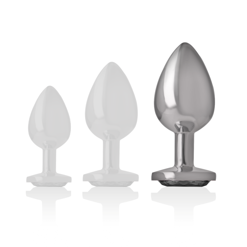 Intense - Plug Anal en Métal Aluminium avec Verre Noir Taille L
