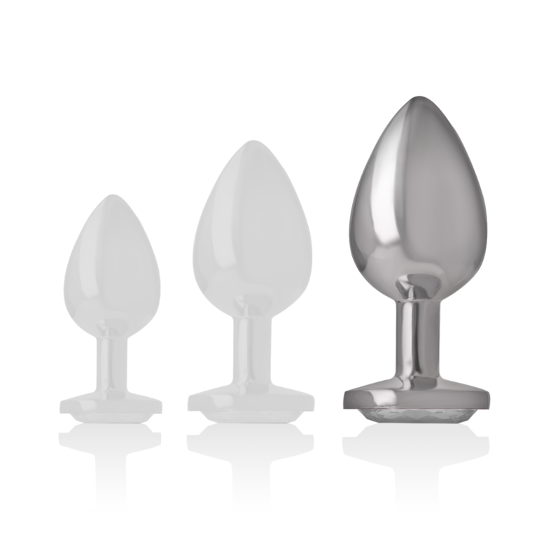 Intense - Plug Anal en Métal Aluminium avec Cristal Dargent Taille L