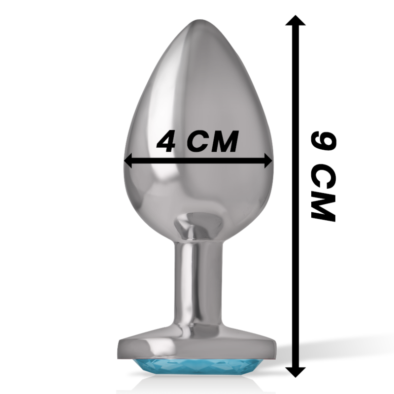 Intense - Plug Anal en Métal Aluminium avec Cristal Bleu Taille L