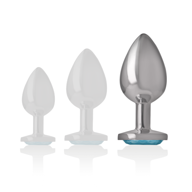 Intense - Plug Anal en Métal Aluminium avec Cristal Bleu Taille L