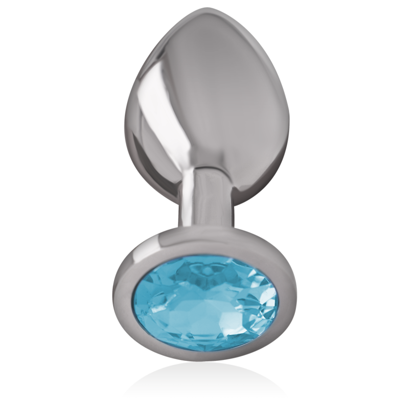 Intense - Plug Anal en Métal Aluminium avec Cristal Bleu Taille L
