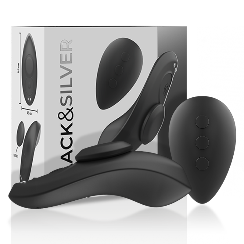 Black&silver - Culotte Vibrante Rechargeable en Silicone Preston Noire