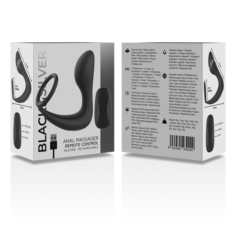 Black&silver - Masseur Anal Télécommande Rechargeable Silicone Noir