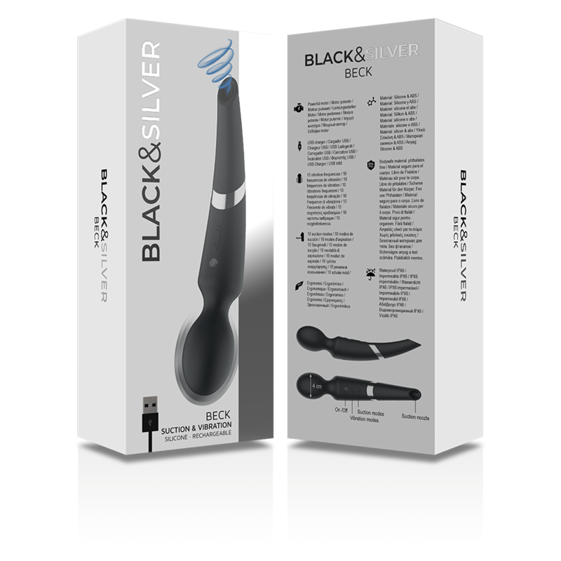 Black&silver - Baguette et Ventouse Beck 2 en 1 Silicone