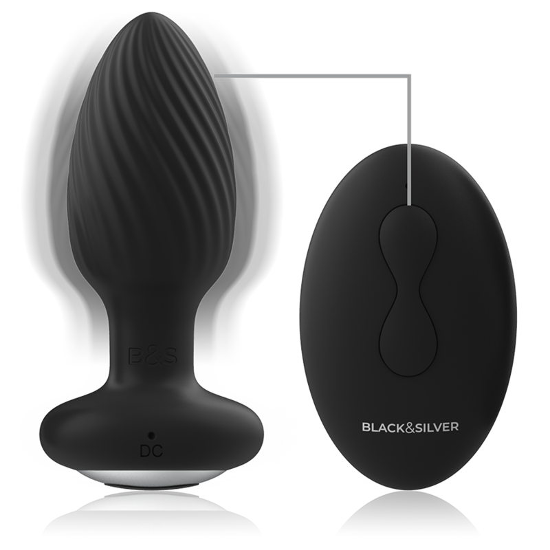 Black&silver - Télécommande du Rotateur Anal en Silicone Wells Plug