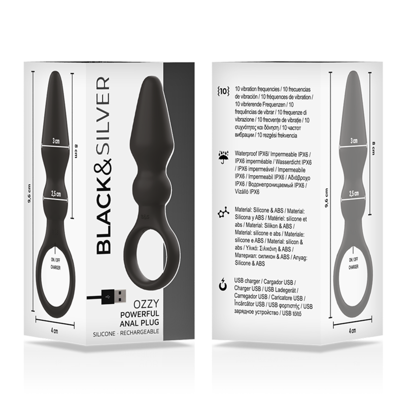 Black&silver - Puissant Plug Anal en Silicone Ozzy