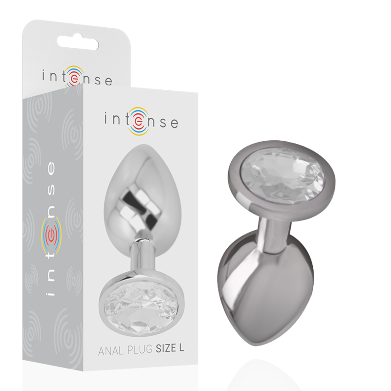 Intense - Plug Anal en Métal Aluminium avec Cristal Dargent Taille L