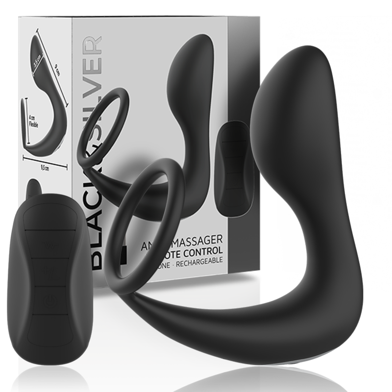 Black&silver - Masseur Anal Télécommande Rechargeable Silicone Noir