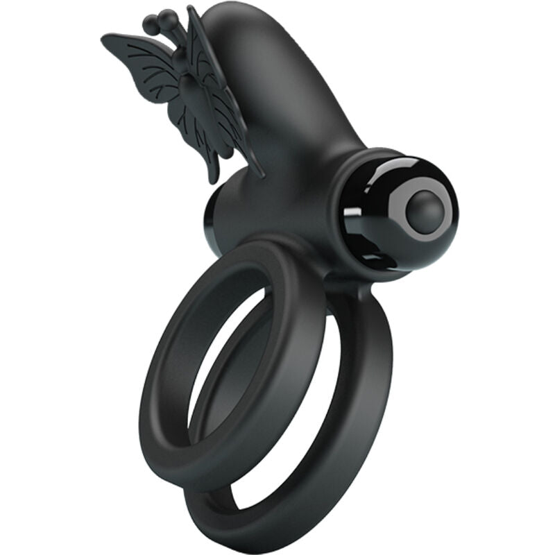 Pretty Love - Double Anneau Vibrant avec Stimulateur Noir