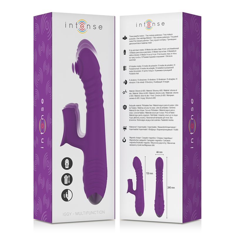 Intense - Vibrateur Rechargeable Multifonction Iggy Up & Down avec Stimulateur Clitoral Violet