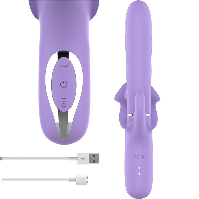 Intense - Billie Vibrateur à Aspiration Rechargeable Multifonctionnel avec Bouton Poussoir Violet