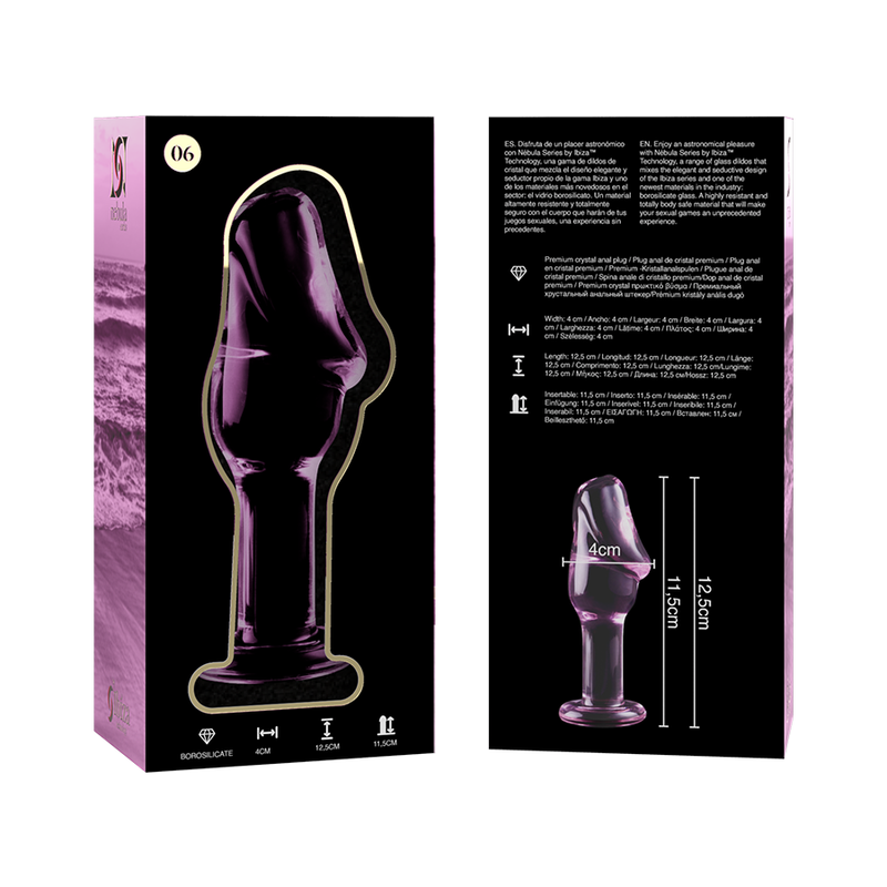 Nebula Series By Ibiza - Plug Anal Modèle 6 Verre Borosilicate Rose 12.5 Cm -o- 4 Cm