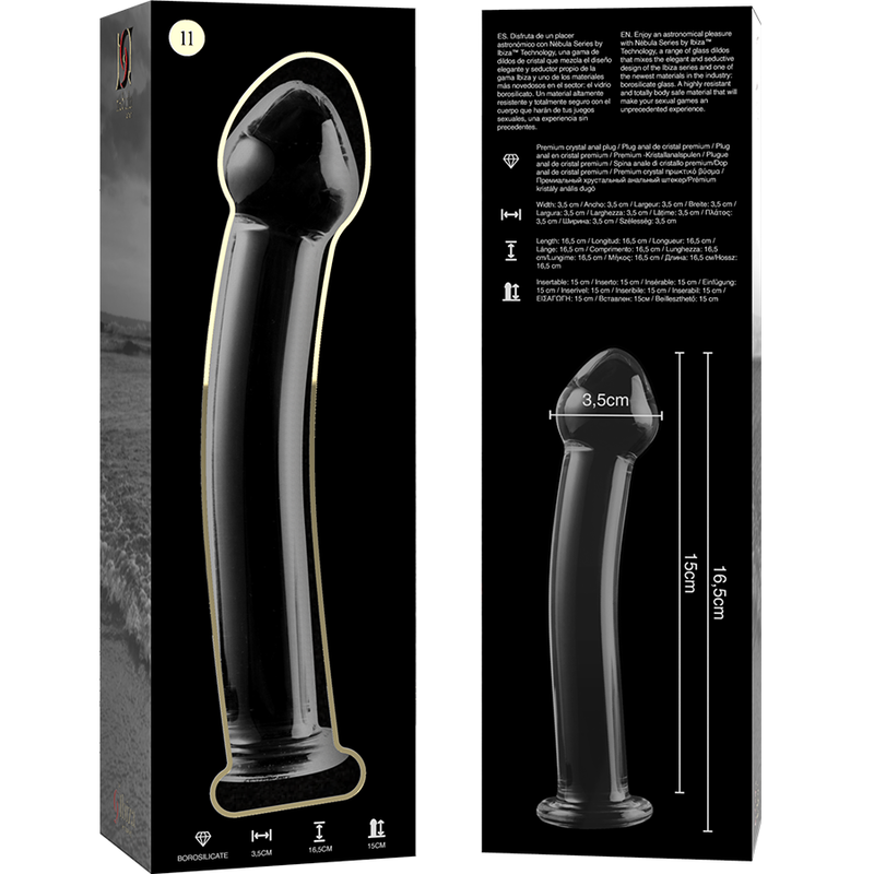 Nebula Series By Ibiza - Modèle 11 Gode en Verre Borosilicate Clair 16 Cm -o- 3 Cm