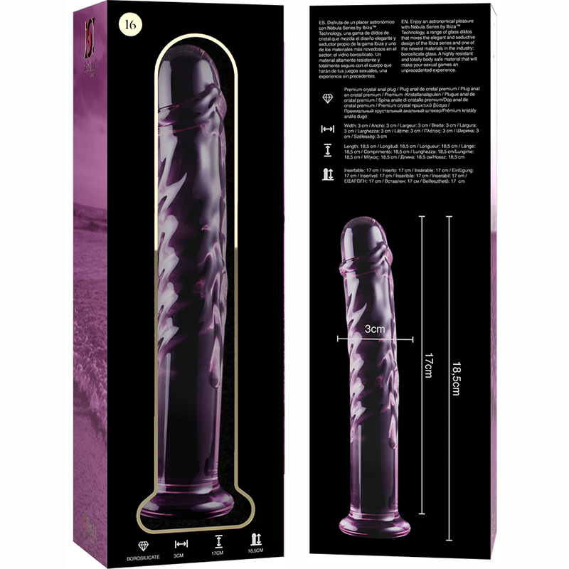 Nebula Series By Ibiza - Modèle 16 Gode en Verre Borosilicate Rose 18.5 Cm -o- 3 Cm