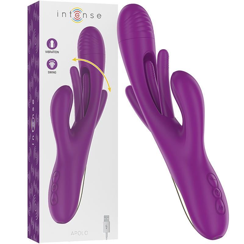 Intense - Apolo Vibrateur Multifonction Rechargeable 7 Vibrations avec Langue Oscillante Violet