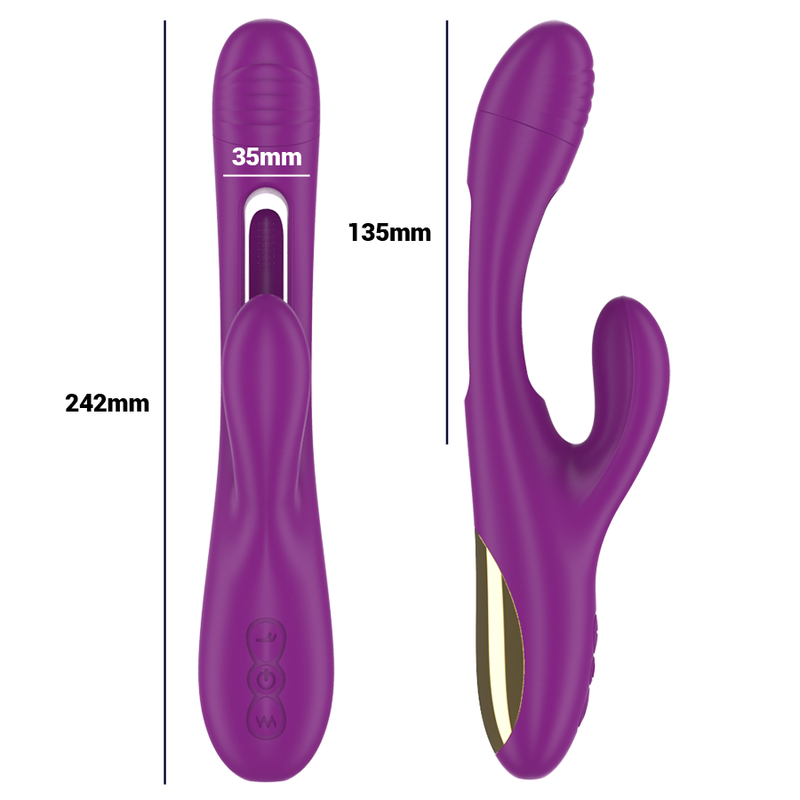 Intense - Apolo Vibrateur Multifonction Rechargeable 7 Vibrations avec Langue Oscillante Violet