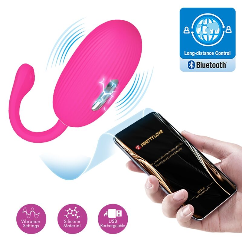 Pretty Love - Oeuf Vibrant Rechargeable Doreen Magenta Télécommande