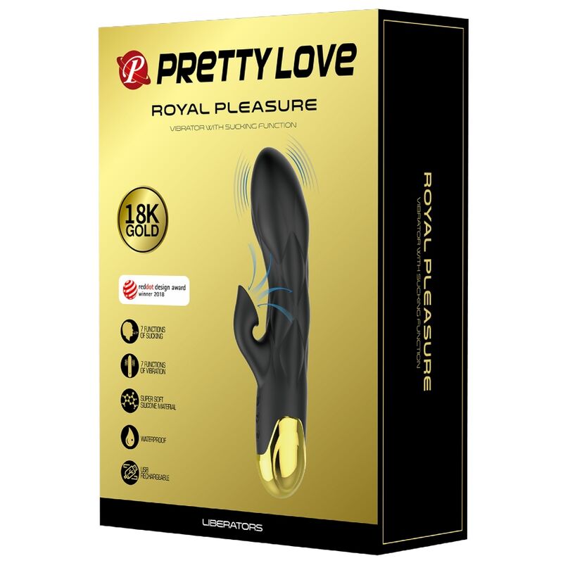 Pretty Love - Vibrateur de Luxe Rechargeable Noir Plaqué Or