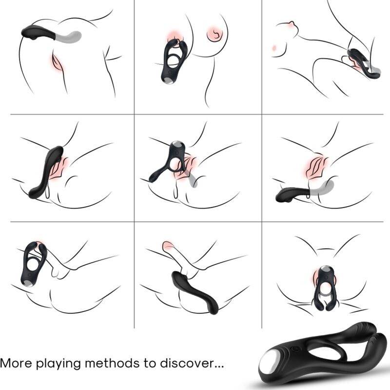 Armony - Jouet à Anneau Vibrateur Double Veyron pour Couples Noir