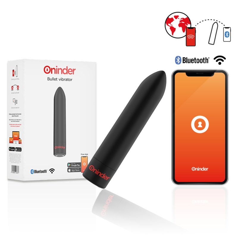 Oninder - Berlin Vibrateur Bullet Noir 9 Modes 8,5 X 2 Cm - Application Gratuite