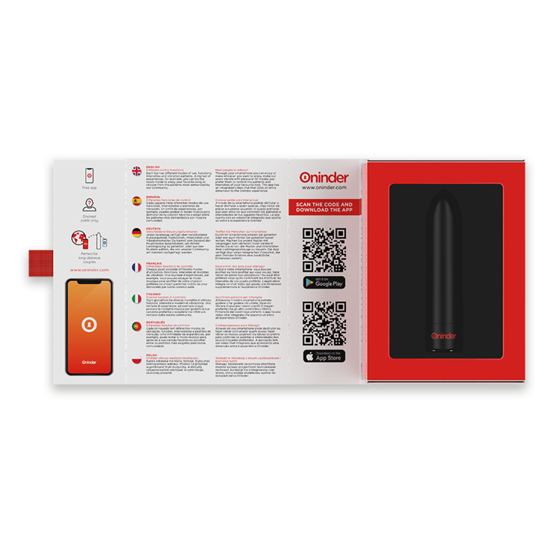 Oninder - Berlin Vibrateur Bullet Noir 9 Modes 8,5 X 2 Cm - Application Gratuite