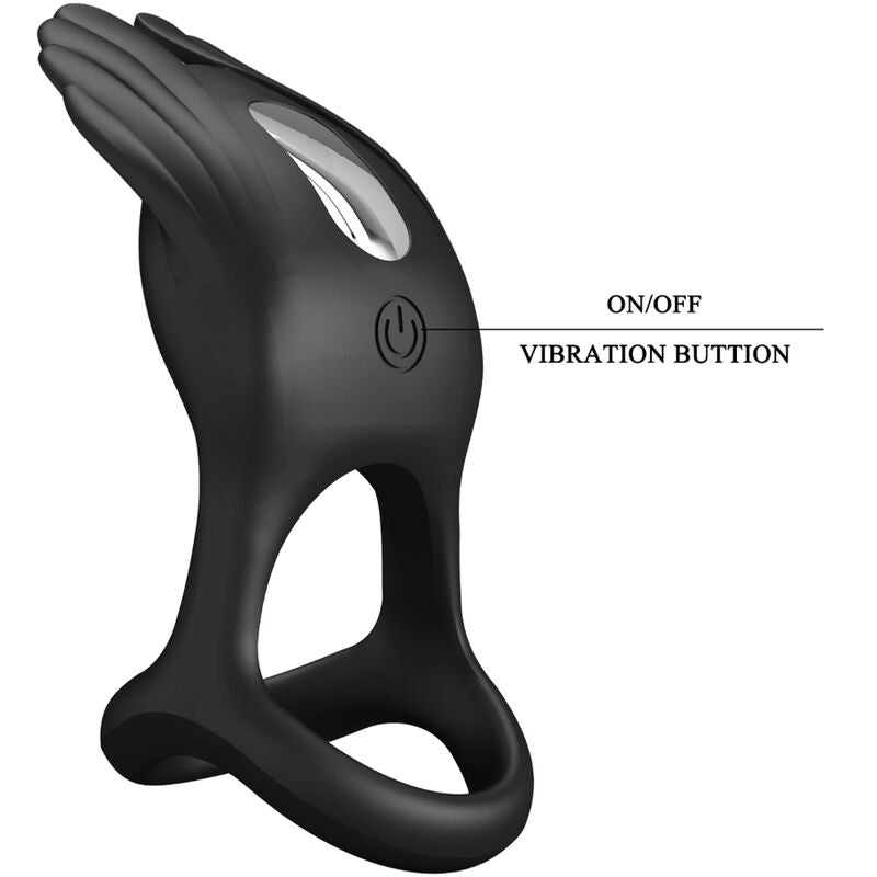 Pretty Love - Silas Anneau Pénis Vibrant 7 Vibrations Silicone Noir