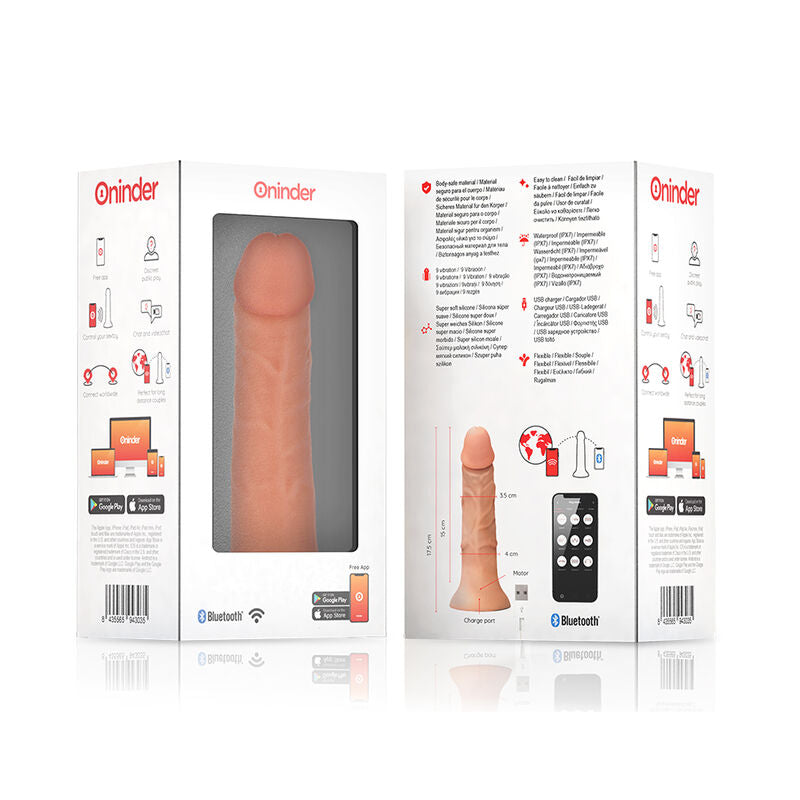 Oninder - Petit Gode Vibrateur Bogotá 9 Vitesses Naturel 17.5 Cm -o- 4 Cm - Application Gratuite