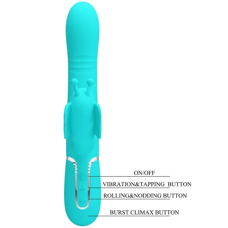 Pretty Love - Vibrateur Multifonction Lapin 4 en 1 Papillon Aqua Vert