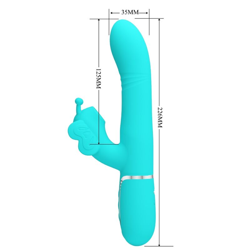 Pretty Love - Vibrateur Multifonction Lapin 4 en 1 Papillon Aqua Vert
