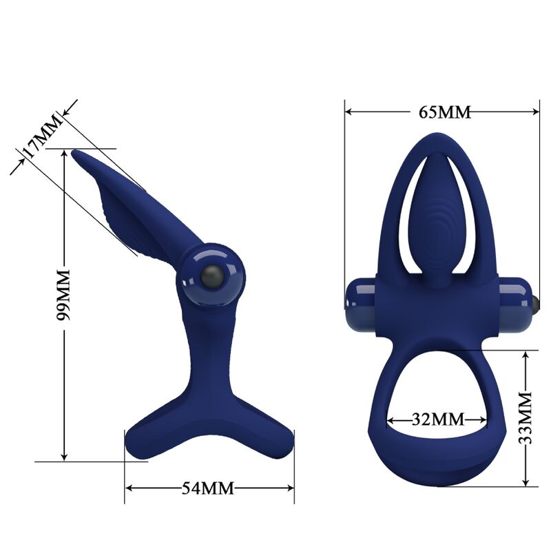 Pretty Love - Mat Double Anneau avec Vibration & Stimulateur Bleu